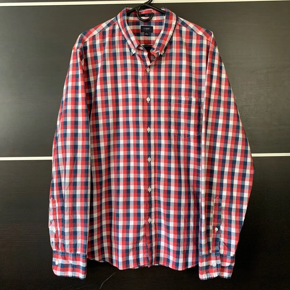 J. Crew Men’s Slim Fit Long Sleeve Plaid Button Down Shirt